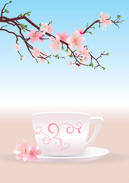 Coffee and sakura - Φωτογραφία, εικόνα