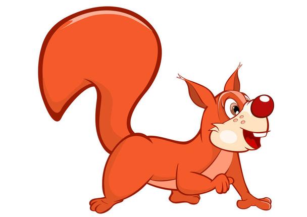 Vector Illustration of a Cute Squirrel. Cartoon Character - Вектор,изображение