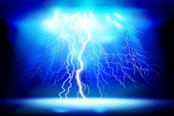 Thunderstorm, electric discharge. Light show at night. Vector illustration. - Vector, Image