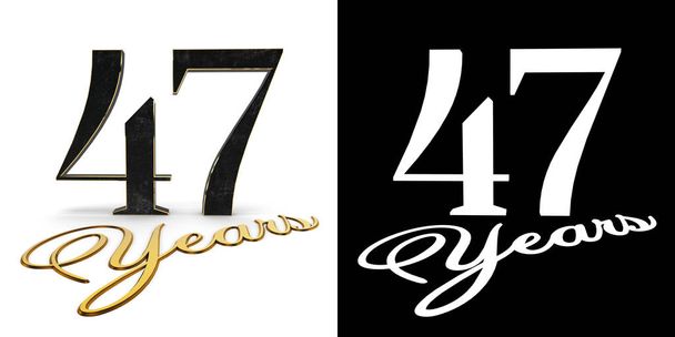 Золотой номер сорок семь (номер 47) и годы надписи с тенью падения и альфа-каналом. 3D иллюстрация
. - Фото, изображение
