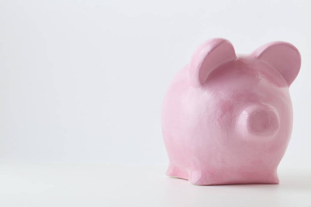 Pink piggy bank on white background. Finance, saving money, In the natural state - Photo, image
