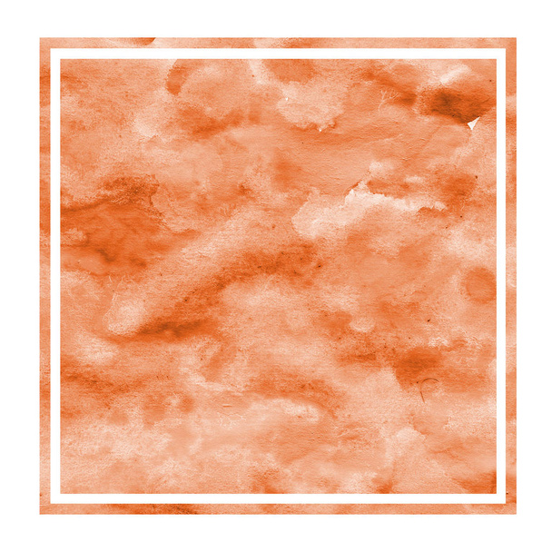 オレンジ色の手描き水彩の長方形フレーム背景テクスチャの汚れに。モダンなデザイン要素 - 写真・画像
