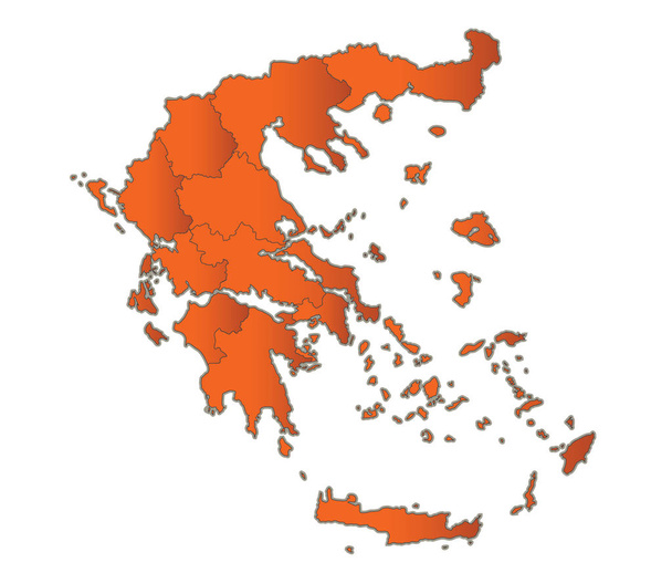 Kreikka kartta Oranssi erillinen alue yksittäisiä nimiä rasteri
 - Valokuva, kuva