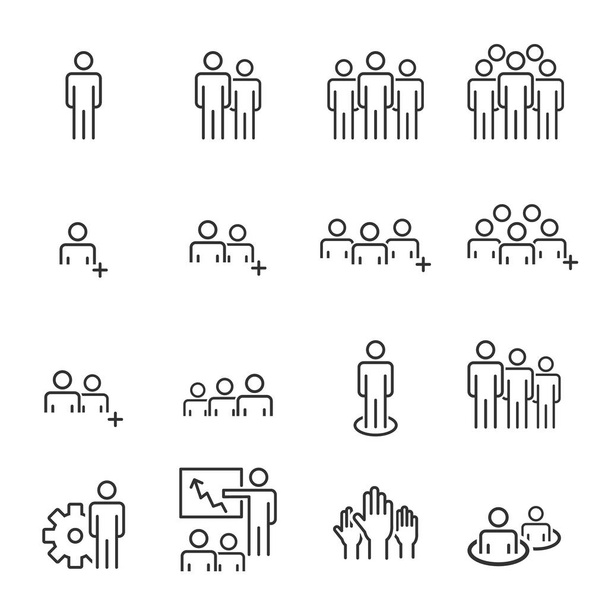Groupe de travail People Icons Line Team Vector - Vecteur, image