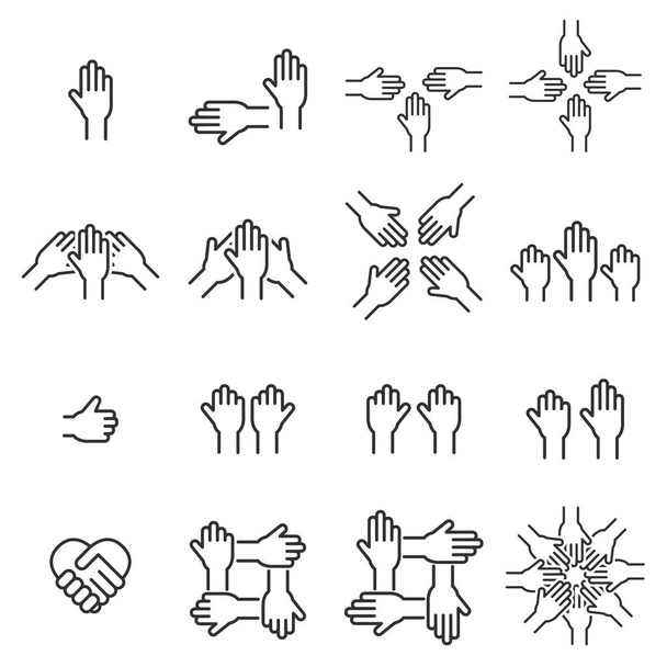 Icono de vector de mano, pictograma lineal simple, equipo de negocios de amistad conceptual
 - Vector, imagen