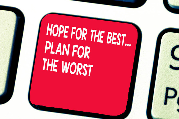 Концептуальный почерк, показывающий "Надежда на лучшее... на худшее". Подготовка к стихийным бедствиям
 - Фото, изображение