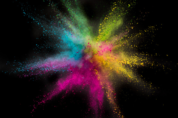 Colored powder explosion on black background. - Foto, Imagen