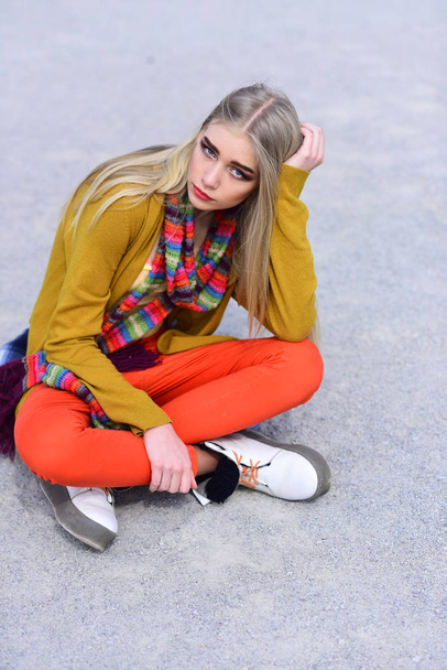woman maintaining fashion blog. Hip hop girl with fashionable hair. Beauty and fashion look of vogue model. Hipster woman with fashion makeup. Fashion portrait of woman. In her own style. - Valokuva, kuva