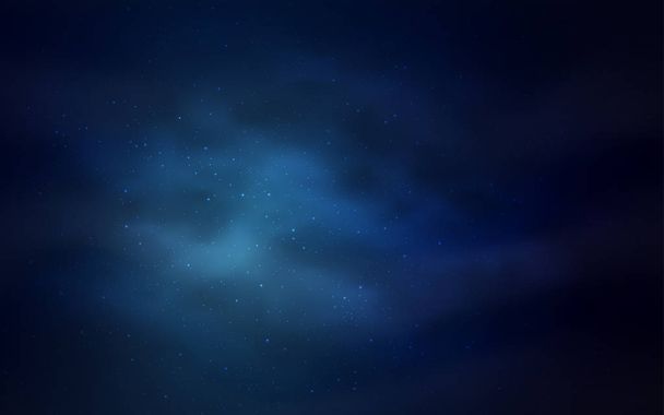 Tapa vectorial azul oscuro con estrellas astronómicas. Estrellas del espacio sobre fondo abstracto borroso con gradiente. Patrón de anuncio futurista, folletos
. - Vector, Imagen