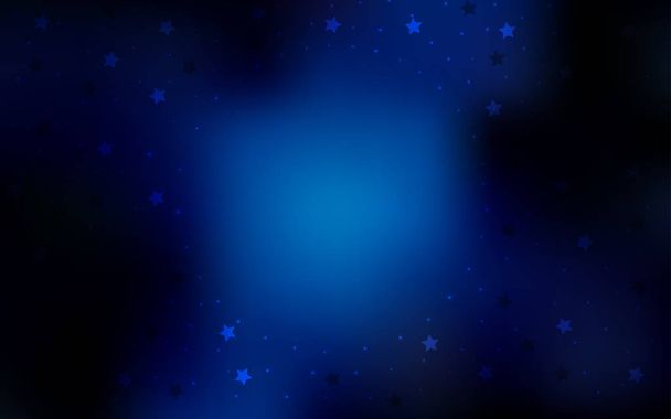 Темный вектор синего цвета с маленькими и большими звездами. Декоративная сияющая иллюстрация со звездами на абстрактном шаблоне. Рисунок можно использовать для новогодней рекламы, буклетов
. - Вектор,изображение