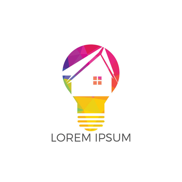 Smart house logo design. Light bulb with house logo. Concept for smart intellectual house. - Vector, Image