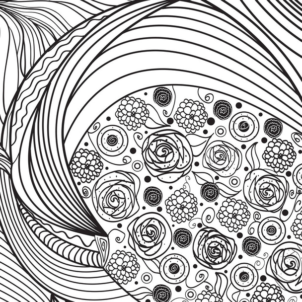 quadratische komplizierte Muster. Zentral. Handgezeichnetes Mandala auf isoliertem Hintergrund. Design für spirituelle Entspannung für Erwachsene. Druck für Flyer und Banner. Doodle für die Arbeit. Vintage und Retro Stil - Vektor, Bild