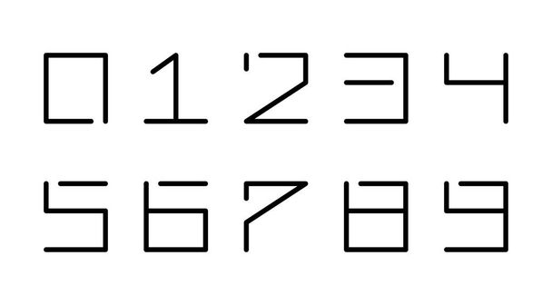 デジタル数字。単純なベクトルのシンボル。ライン アート - ベクター画像