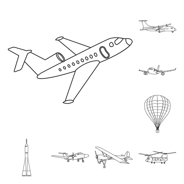 Векторне проектування літака та транспортного знака. Колекція плоскої і небосхилу Векторні ілюстрації
. - Вектор, зображення