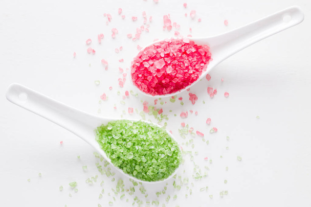 spa bath salt green and red on a white background - Foto, immagini