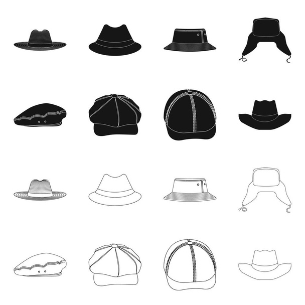 Isolated object of headgear and cap sign. Set of headgear and accessory stock symbol for web. - Διάνυσμα, εικόνα