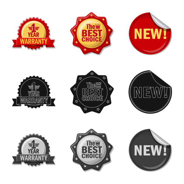 Vector design of emblem and badge sign. Collection of emblem and sticker stock symbol for web. - Vetor, Imagem