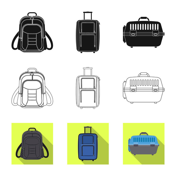 Isolated object of suitcase and baggage icon. Collection of suitcase and journey stock symbol for web. - Вектор,изображение