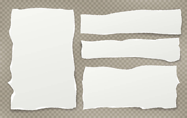 Белые горизонтальные разорванные полоски, записка, тетрадь для текста или сообщения на коричневом квадратном фоне
 - Вектор,изображение