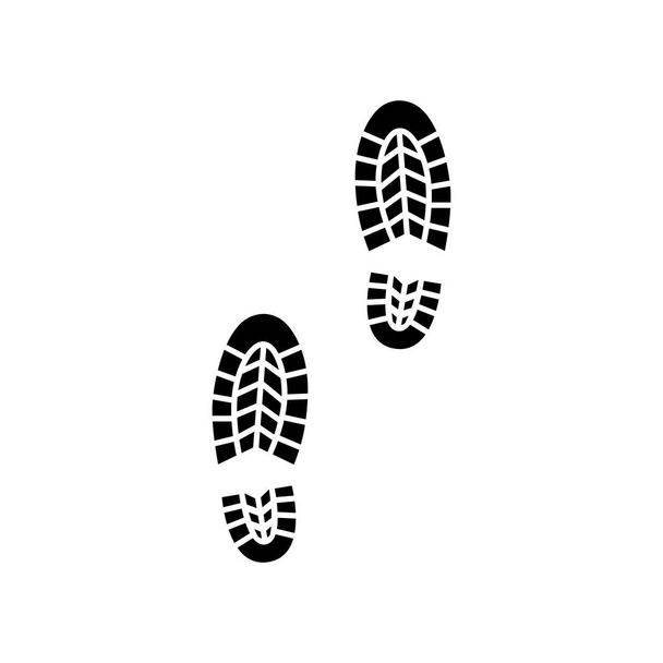 Zwarte track pictogram van de voetafdruk van de boot. Menselijke schoen Impressum vector mark. - Vector, afbeelding