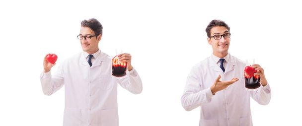 Doktor v konceptu darování krve izolovaný na bílém - Fotografie, Obrázek