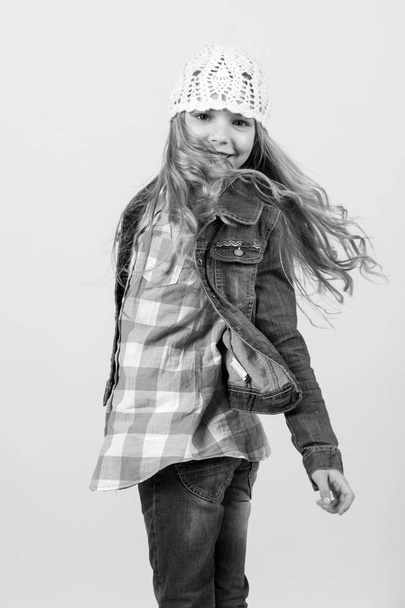 Child model smile with long blond hair - Fotó, kép