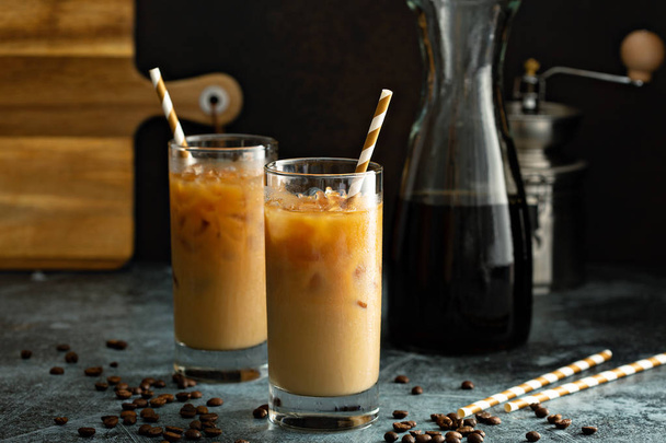 Cold brew iced coffee in tall glasses - Φωτογραφία, εικόνα