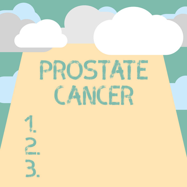 Text sign showing Prostate Cancer. Conceptual photo Cancer that occurs in the gland of male reproductive system - Photo, Image