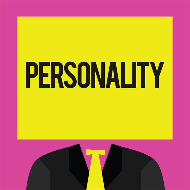 Conceptual hand writing showing Personality. Business photo showcasing Characteristics Qualities form individual distinctive character - Photo, Image