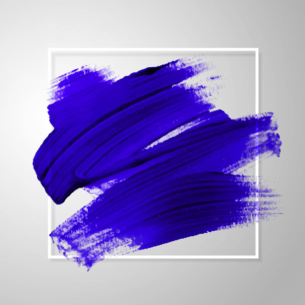 artistieke vierkante achtergrond, vector met kwast beroertes blauwe kleuren, olieverf blik achtergrond met kleurrijke geschilderde vlekken - Vector, afbeelding