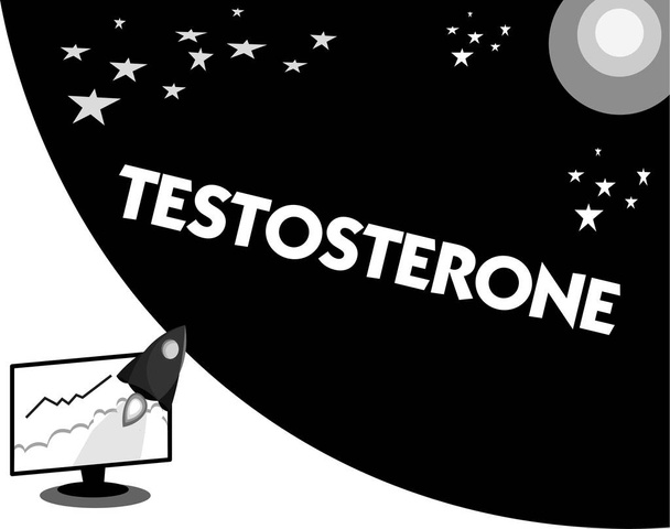 Word pisanie tekstu testosteronu. Koncepcja biznesowa dla rozwoju hormonalnego męskiego drugorzędowych cech płciowych - Zdjęcie, obraz