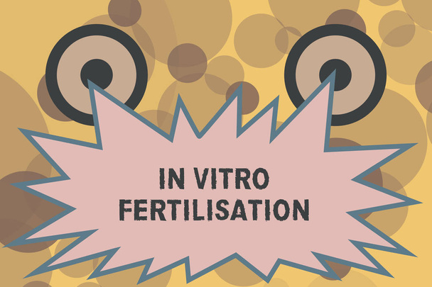 Signo de texto que muestra fecundación in vitro. Foto conceptual Un óvulo es fertilizado por esperma en un tubo de ensayo
 - Foto, Imagen