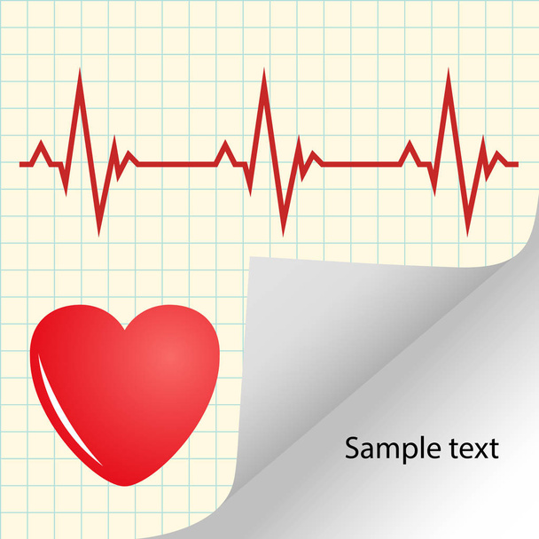 Иллюстрация кардиограммы, пульс сердца с пространством для текста. Жёлтый векторный флаг
. - Вектор,изображение