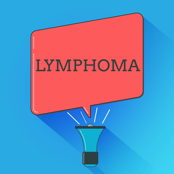 Schrijven van notitie weergegeven: lymfoom. Zakelijke foto presentatie van kanker die begint in de infectie bestrijden van cellen van het immuunsysteem - Foto, afbeelding