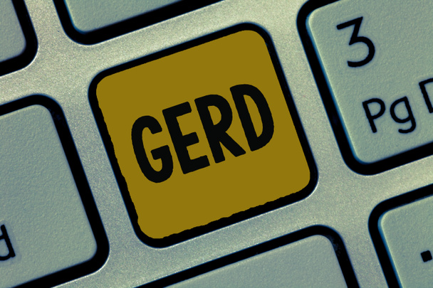 Szöveg jel mutatja a Gerd. Emésztési rendellenesség, amely érinti az alsó nyelőcső záróizom fogalmi fénykép - Fotó, kép