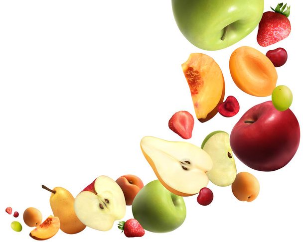 Frutas cayendo Composición realista
 - Vector, Imagen