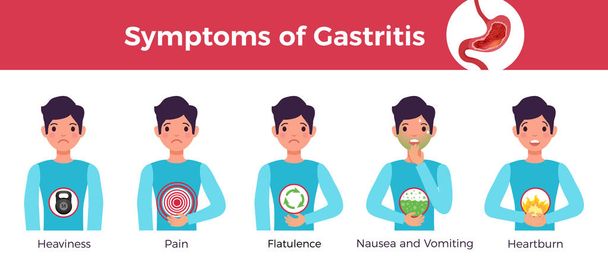 Gastritis Symptome Infografik Banner - Vektor, Bild
