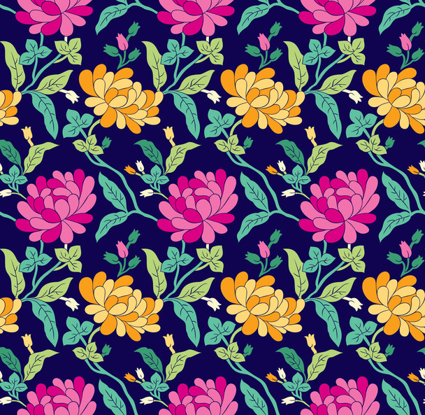 花のシームレスな織物のパターン - ベクター画像