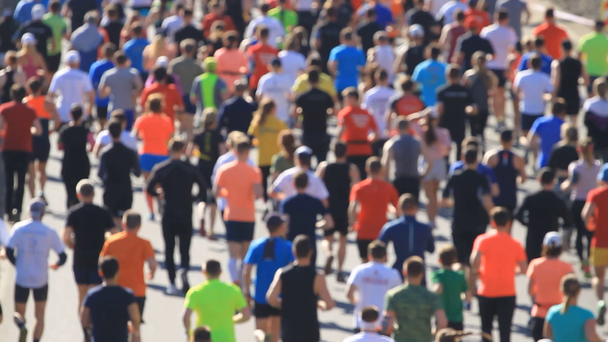 City marathon of running people in blurred - Footage, Video