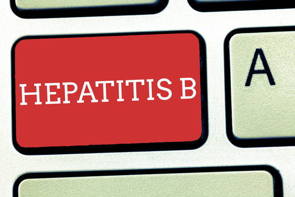Signo de texto que muestra hepatitis B. Foto conceptual Forma grave de hepatitis viral transmitida en la sangre infectada
 - Foto, Imagen