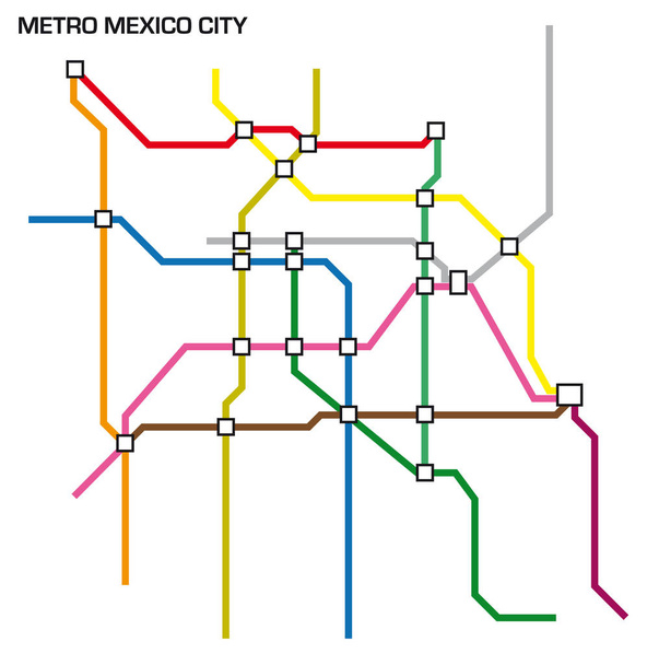 Vectorillustratie van de metro kaart van mexico-stad. - Vector, afbeelding