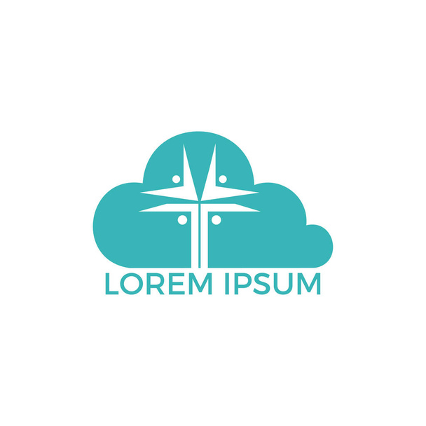 Дизайн логотипу форму церковного хмара людей. Шаблон логотип для церков і християнських організацій хрест - Вектор, зображення