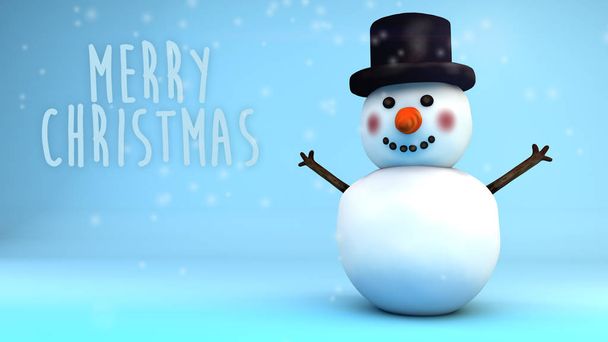 bonhomme de neige sous la neige qui nous souhaite un joyeux Noël, avec copyspace
 - Photo, image