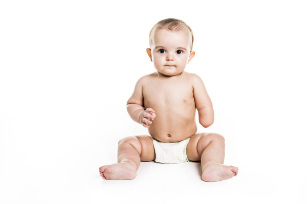 Baby boy portrait on white background - 写真・画像