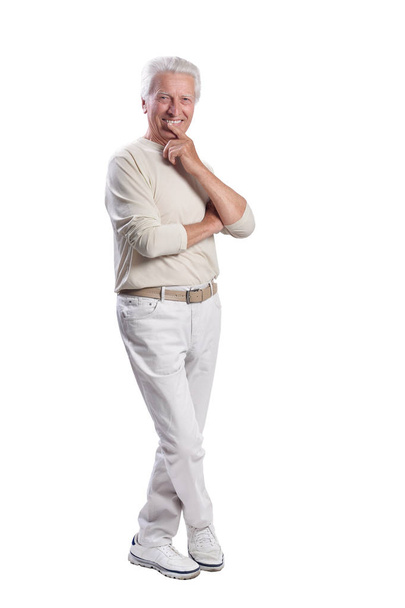  senior  man posing on white background - Photo, image