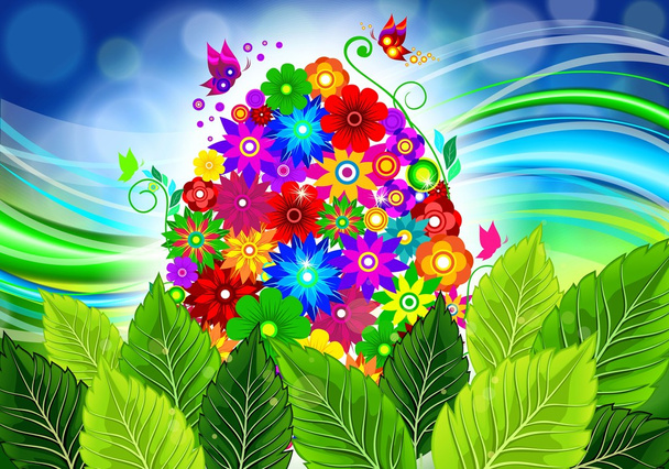 Пасхальный цветок на весеннем фоне
 - Вектор,изображение