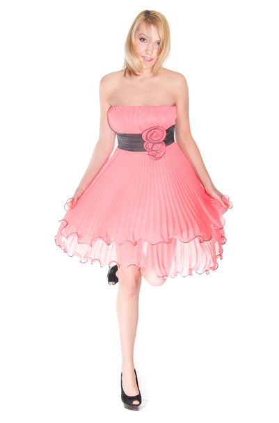dancing woman in pink dress - Φωτογραφία, εικόνα