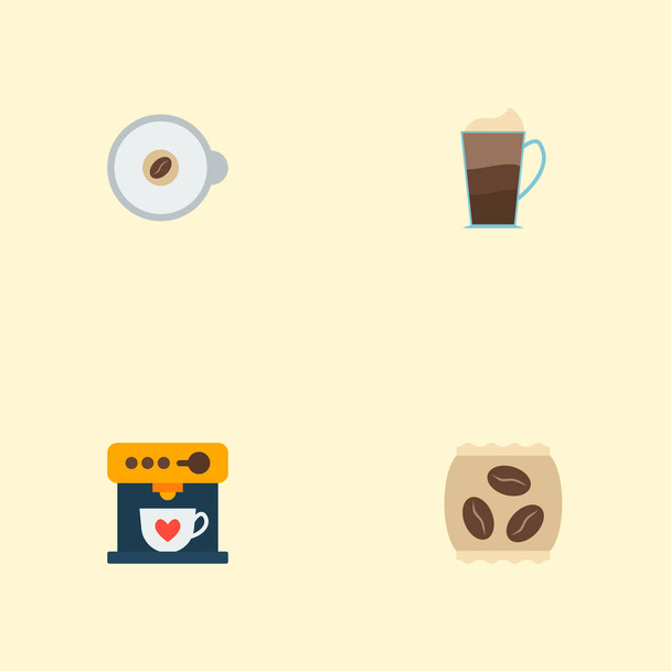 Set of beverage icons flat style symbols with mocha, instant, espresso dispenser and other icons for your web mobile app logo design. - Vector, Image