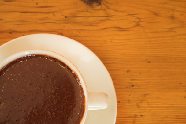Hot chocolate and coffee on a wooden table - Φωτογραφία, εικόνα