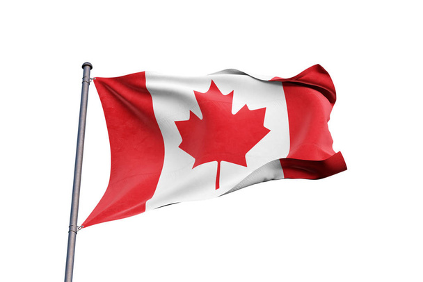 Canadá 3d bandera ondeando sobre fondo blanco, de cerca, aisladas con trazado de recorte - Foto, Imagen